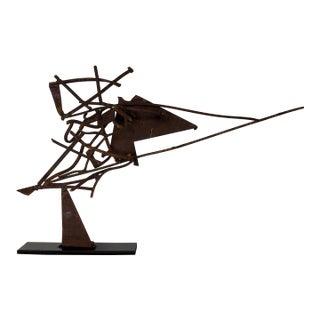 Modernist Abstract Welded Scrap Steel Sculpture For Sale