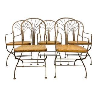Vintage Drexel Heritage Bronze and Cane Dining Chairs - Set of 5 For Sale