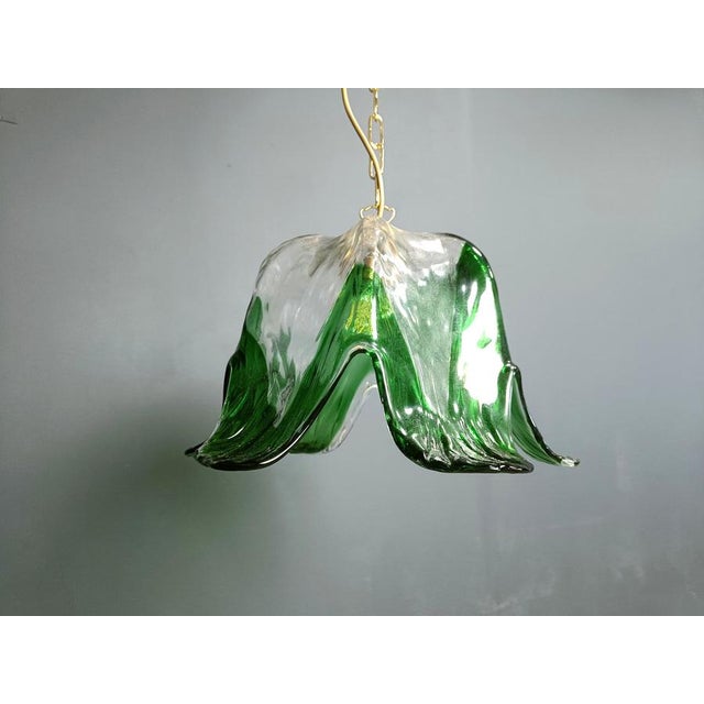 Green Vintage Murano Glass Pendant Light from Mazzega, 1960s For Sale - Image 8 of 12