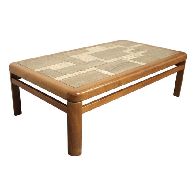 Mid 20th Century Handmade Danish Ceramic Tile and Teak Coffee Table by Haslev For Sale