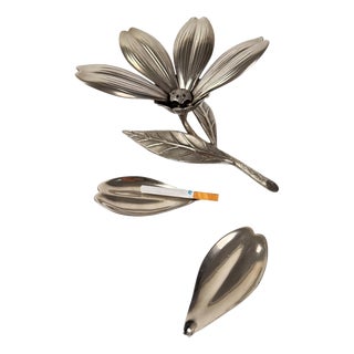 Mid-Century Italian Chrome Flower Cocktail Ashtrays, 1960s, Set of 6 For Sale