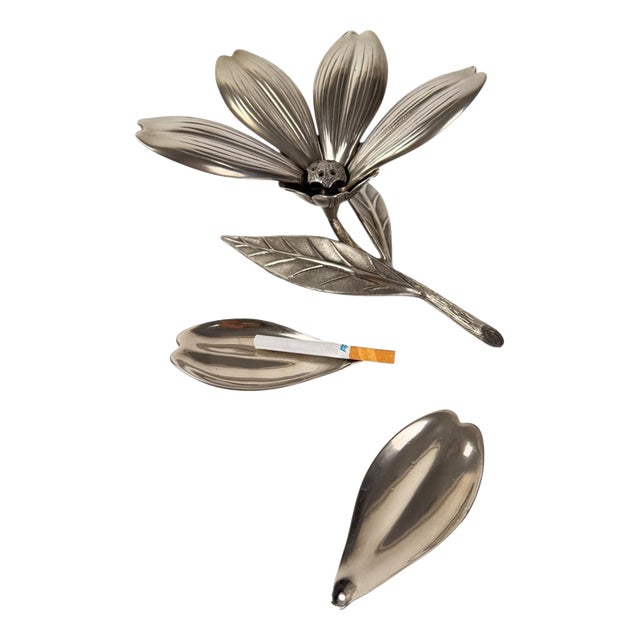 Mid-Century Italian Chrome Flower Cocktail Ashtrays, 1960s, Set of 6 For Sale