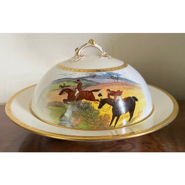 Early 20th Century Antique Minton Porcelain Equestrian Covered Dish With Hand Painted Horses and Riders by J. E. Dean For Sale - Image 5 of 13