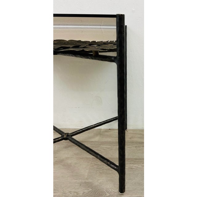 Modern Theodore Alexander Modern Bronze Tropical Leaf Design End Table For Sale - Image 3 of 4