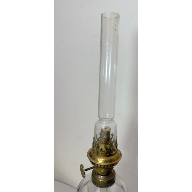 Metal Rare Antique 19th Century Glass Brass Marble Boudoir Whale Oil Table Lamp For Sale - Image 7 of 11