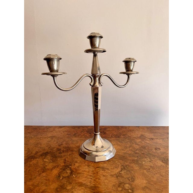 Antique Edwardian Silver Plated Candelabras, 1900, Set of 2 For Sale - Image 4 of 6