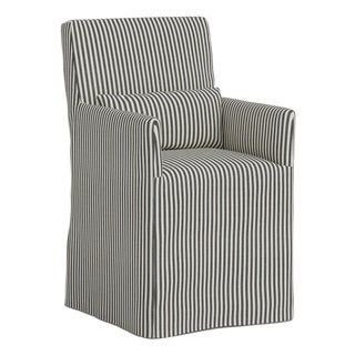 Stoffer Home x Cloth & Company Slipcover for Lindy Dining Armchair in Jane Stripe Carbon For Sale