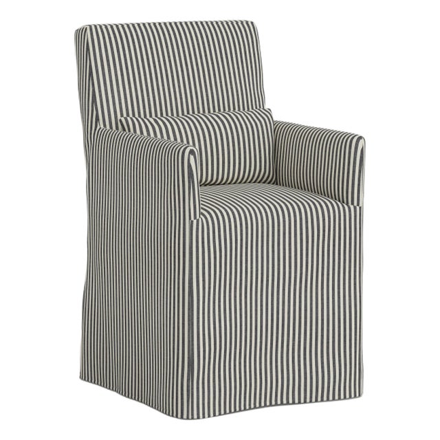 Stoffer Home x Cloth & Company Slipcover for Lindy Dining Armchair in Jane Stripe Carbon For Sale