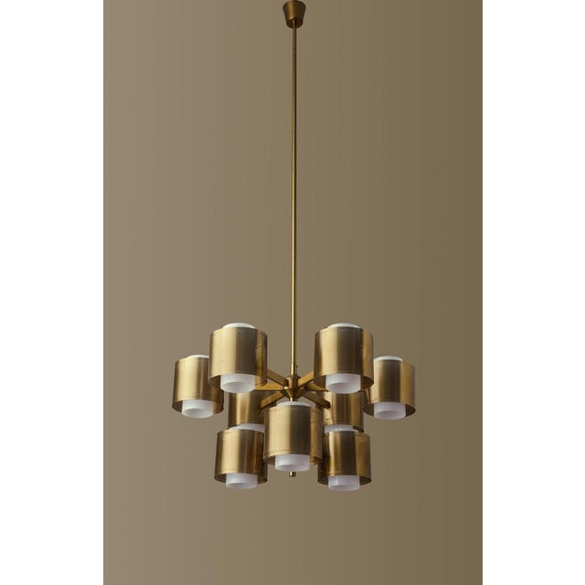 Brass Chandelier attributed to Holger Johansson, Sweden, 1960s For Sale - Image 3 of 9