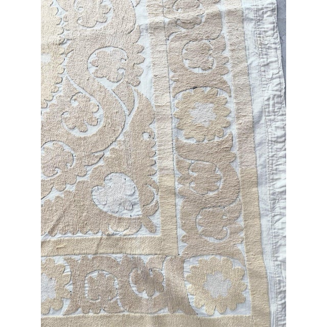 Mid-Century Modern Samarkand Suzani Tablecloth - 1970s Textile For Sale - Image 3 of 7