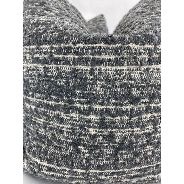 Custom pair of 22" pillows covered in Groundworks "Lune" in color shaded, a wool blend woven fabric. These pillows have...