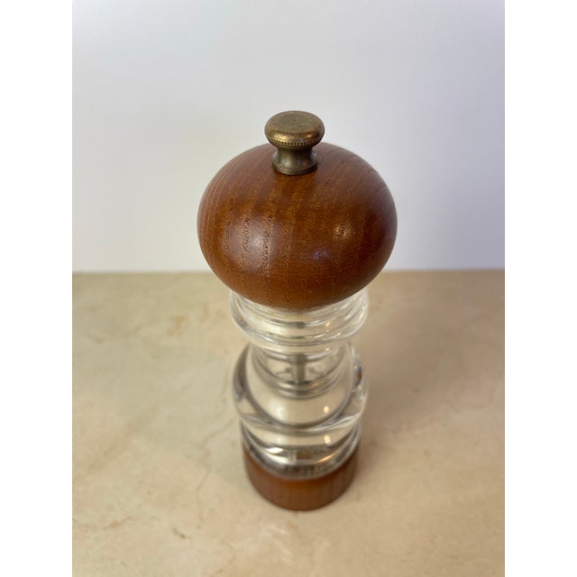 Wood Vintage Peugeot Lucite & Teak Wood Pepper Mill, Mid-Century Modern For Sale - Image 7 of 8
