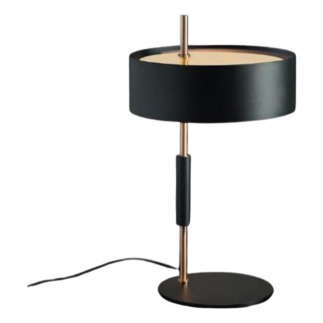 Satin Gold & Black Table Lamp by Ostuni e Forti for Oluce, 1953 For Sale
