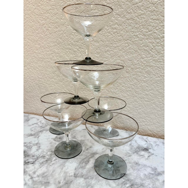 Vintage Midcentury Champagne Coupes, Set of Seven For Sale In Sacramento - Image 6 of 10