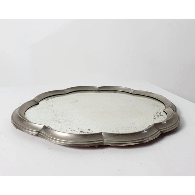 1930s Art Deco Baroque Style Pewter Table Mirror For Sale - Image 5 of 8