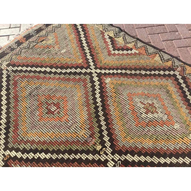1960s Vintage Rustic Turkish Kilim Rug - 80" X 104" For Sale - Image 5 of 11