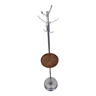 1960s MCM Bauhaus Style Chrome & Rosewood Coat Rack Hanger For Sale