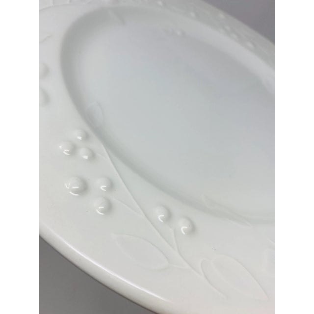 Vintage Italian Large Plates with Berry Vines Creamy White Set of 6