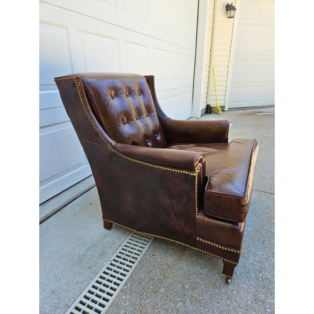 Hancock & Moore Hancock & Moore Chocolate Brown Tufted Leather Lounge Chair For Sale - Image 4 of 12