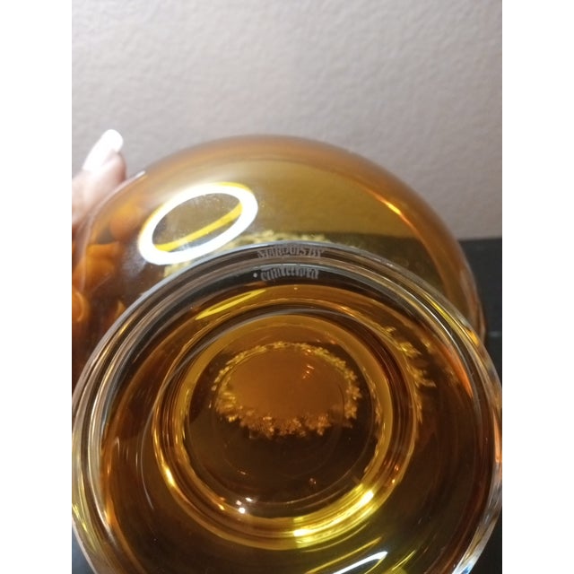 Art Deco Exquisite Waterford Amber Crystal Pedestal Bowl For Sale - Image 3 of 7