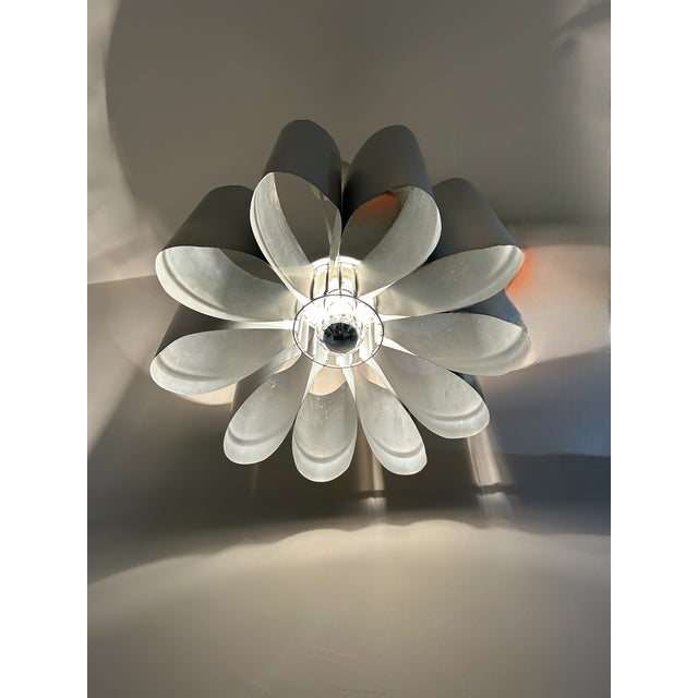Hanging light fixture made of aluminum blades forming petals, 1970s minor marks on the petals Up to 250V (Europe/UK...