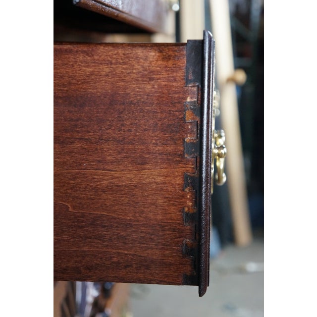 Vintage Chippendale Style Mahogany Shell & Blockfront Highboy Chest on Chest 89" For Sale - Image 9 of 18