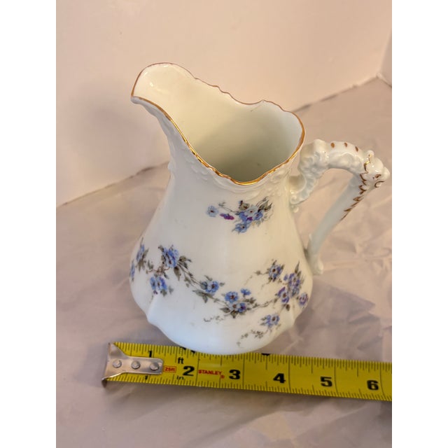 Vintage Silesia Porcelain Creamer With Dragon Handle & Forget-Me-Not Florals, Circa 1900 For Sale - Image 11 of 12