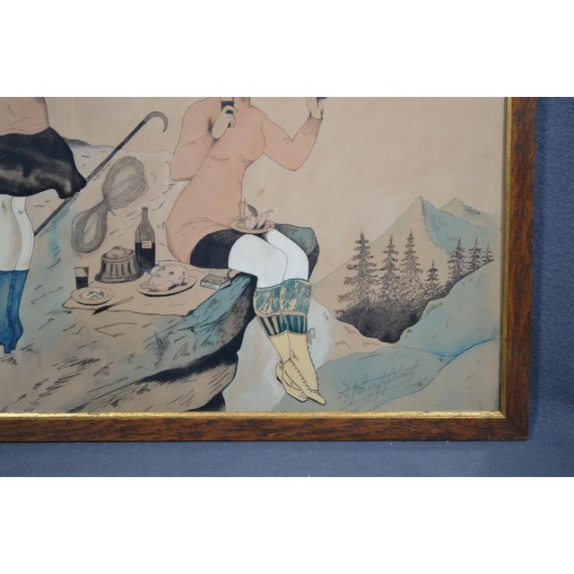 Baby Blue French School of the 20th Century “The Mountaineers’ Picnic” For Sale - Image 8 of 10