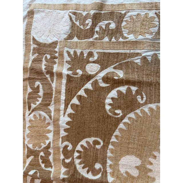Neutral Tan Cotton Suzani Square Medallion Wall Decor For Sale In New York - Image 6 of 10