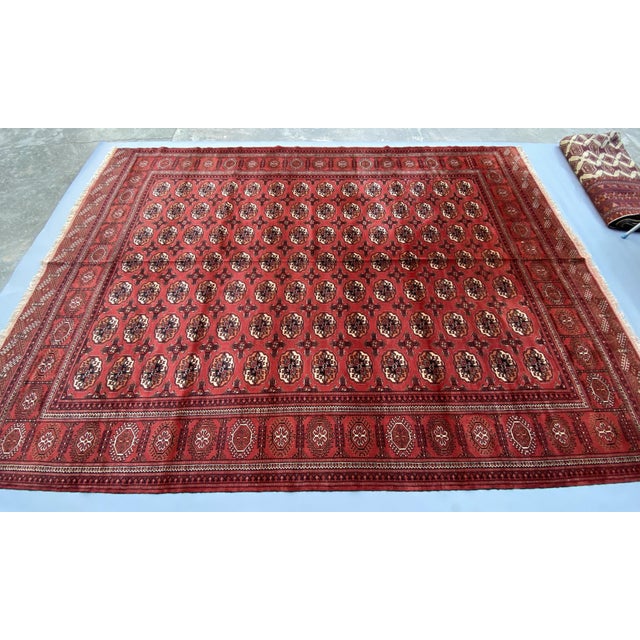 Textile Afghan Bukhara Vintage Rug For Sale - Image 7 of 9