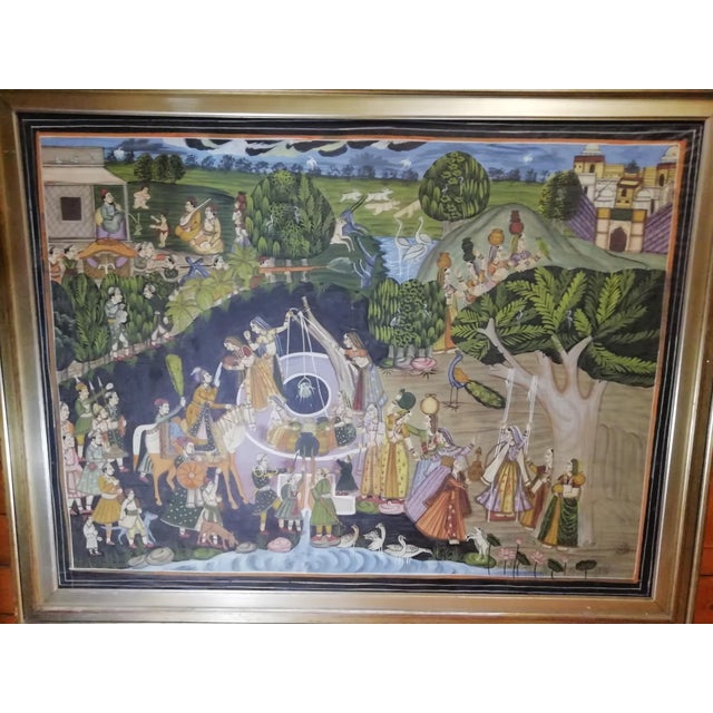 Batik painted on silk. Produced in the mid-20th century. The canvas was applied to a board. Excellent condition undamaged...