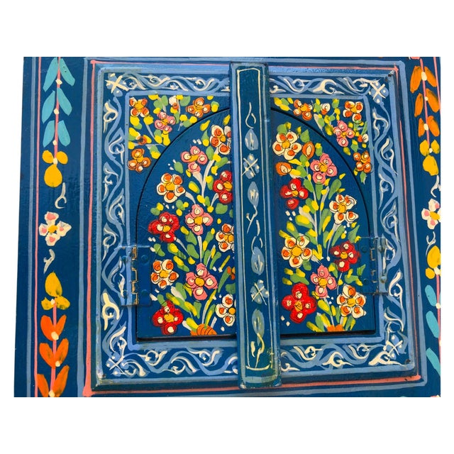 Wood Hand-Painted Moroccan Mirror With Arched Window Design For Sale - Image 7 of 8