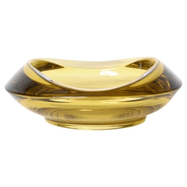 Amber Yellow Murano Sommerso Glass Bowl by Flavio Poli, 1970s For Sale