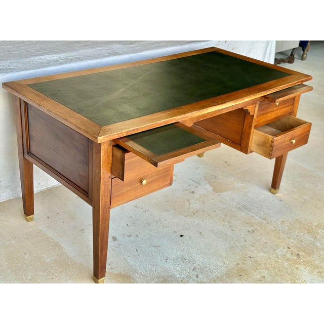 19th Century French Directoire Style Walnut Leather Top Desk For Sale - Image 4 of 12