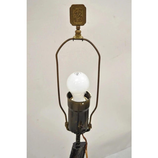 Vintage Mid Century Modern Large Driftwood Wooden Black Sculptural Table Lamp For Sale - Image 12 of 12