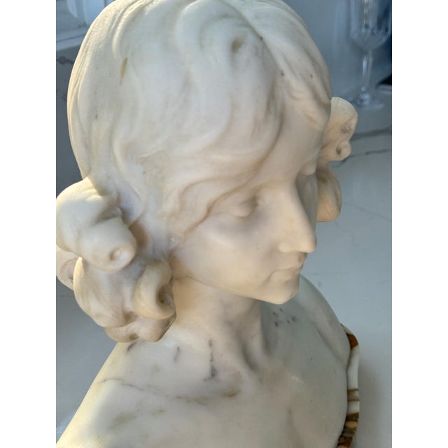 Stone Late 20th Century Heavy Marble Sculpture of a Young Girl Bust 12"x12" - 33 Pound For Sale - Image 7 of 14