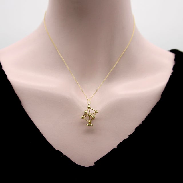 Gold Vintage 14k Gold Atomium Molecule Charm For Sale - Image 8 of 9