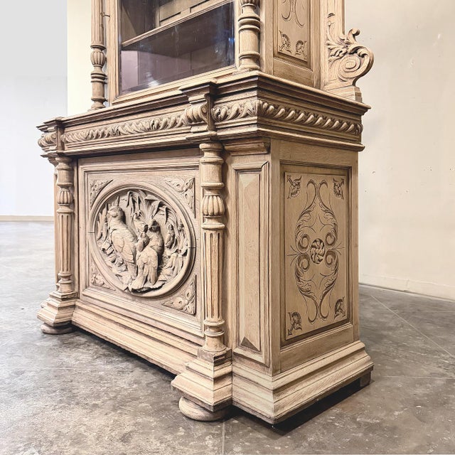 19th Century French Renaissance Revival Bookcase ~ Bibliotheque in Stripped Oak For Sale - Image 11 of 18