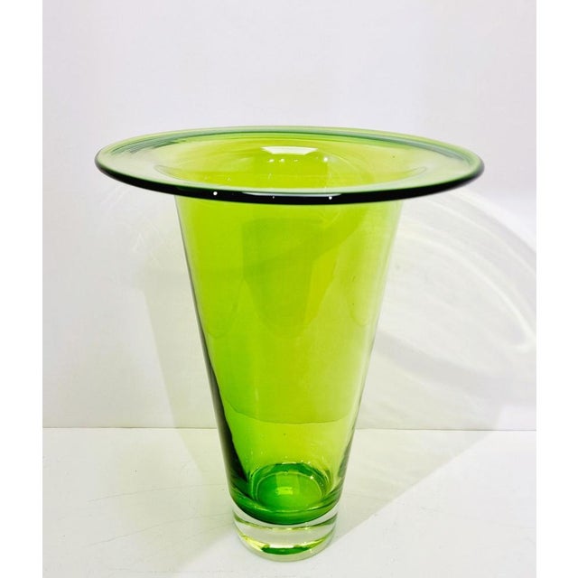 Large Vintage Neon Green Vase from Schott Zwiesel, 1970s For Sale - Image 4 of 15