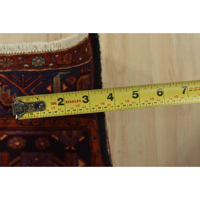 Hamedan Rug 4’6” X 8′ Red Wool Vintage Tribal Hand-Knotted Oriental Carpet For Sale - Image 11 of 13