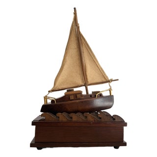 Mid 20th Century Nautical Music Box With Animated Sailboat For Sale