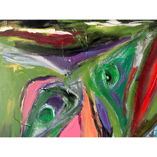 Abstract “The Guitar” an Abstract Composition on Linen by Erik Sulander For Sale - Image 3 of 4