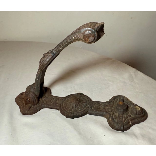 Large Antique Ornate Eastlake Aesthetic Cast Iron Front Door Mount Knocker For Sale - Image 10 of 11