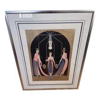 Erté "Three Graces" Signed Serigraph With Embossing and Gold Leaf, 1985 For Sale