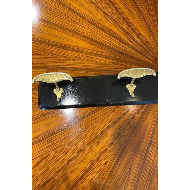 Ebonized Wooden Coat Rack with Brass Knobs, 1950s For Sale - Image 10 of 14