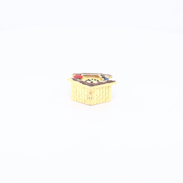 Vintage 18k Gold & Enamel Cuckoo Clock Charm for a Bracelet For Sale - Image 14 of 14