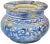 Antique handcrafted and glazed Moroccan ceramic ashtray featuring an elaborate hand-painted Moorish design in blue and...