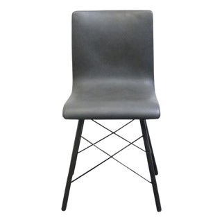 Four Hands Furniture Irondale Diaw Collection Industrial Modern Style Faux Black Leather Dining Side Chair W. Waxed Iron Legs For Sale