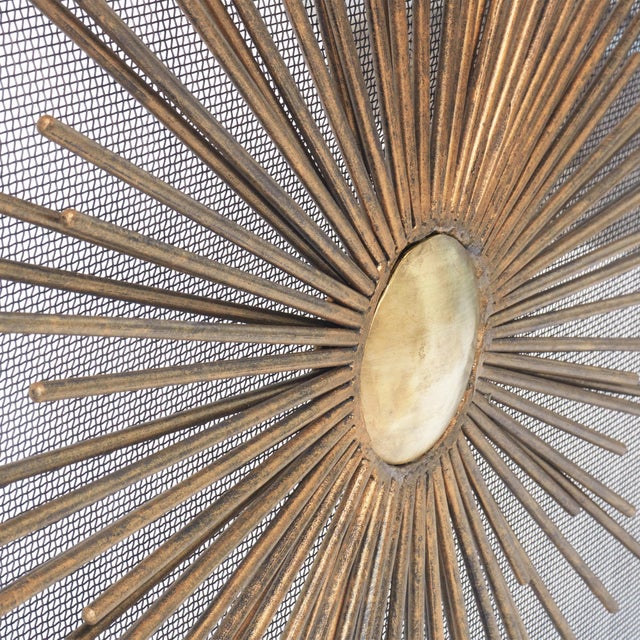 Warm Black Sunburst Fireplace Screen For Sale - Image 4 of 12