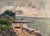 Oil on panel, seascape with figures, Balansino, 20th century Oil on panel depicting a beach with boats and figures. Signed...
